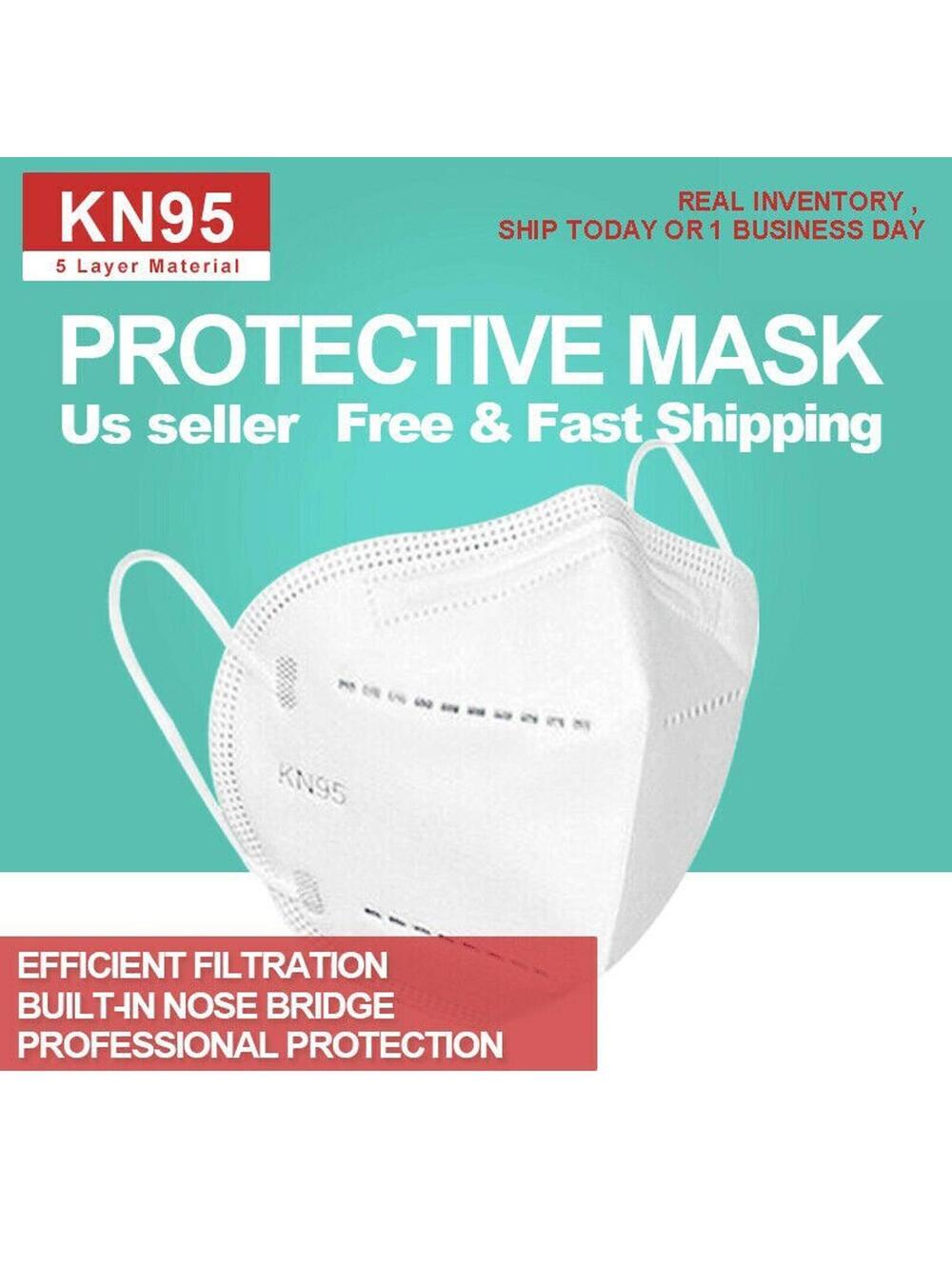 10 PCS KN95 Protective  5 Layers Face Mask Disposable Respirator BFE 95% PM2.5